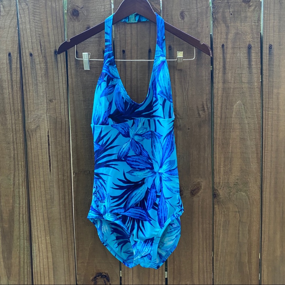 Speedo One-Piece Blue Floral Swimming Suit